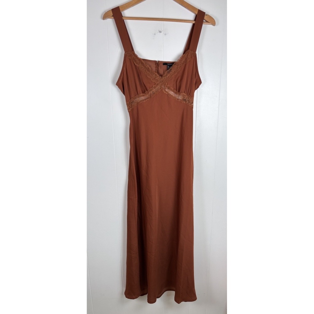 Forever 21 Chestnut Midi Cami Slip Dress Women's Size‎ XL  Lace - NEW